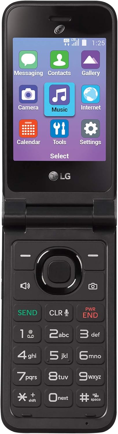 LG Classic 4G LTE 8GB Basic Flip Phone for TracFone (L125DL)(Gray)